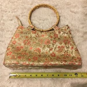 Fun silk summer purse with bamboo handle